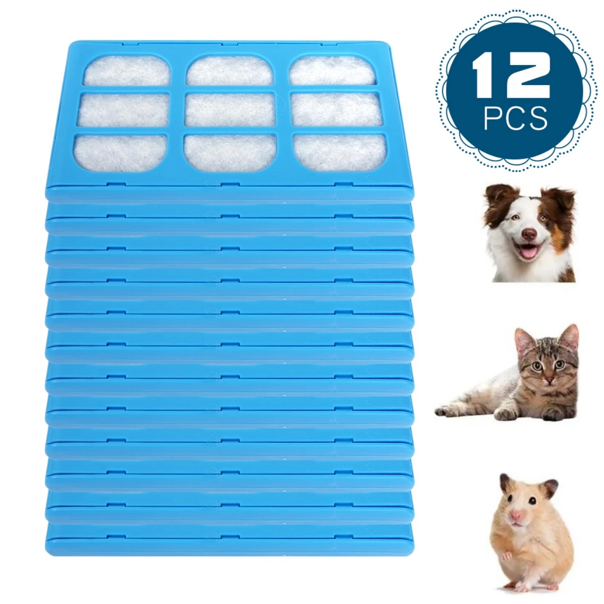 12 PCS Fountain Accessories Pet Water Fountain Filter Replacement Water Filter Cartridges Compatible with Cat Dog Mate Fountains