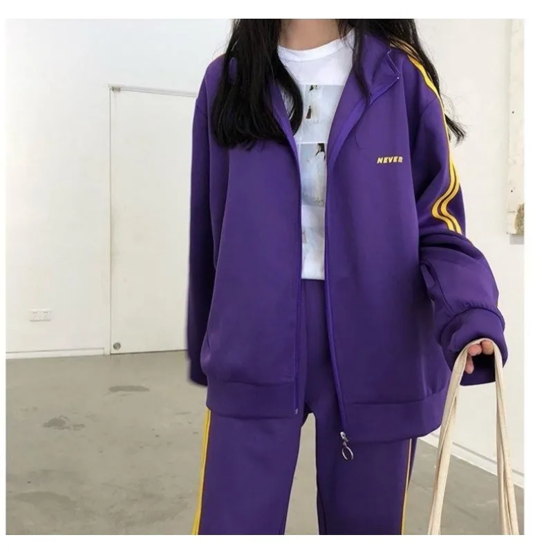 Bequeme Sport Anzug frauen Frühling Herbst Neue Koreanische Version Student Lose Mantel Hosen Mode Lässig Zwei-stück Set