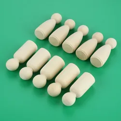 5pcs/lot Wooden Peg Dolls Men/Women 65mm Natural Unpainted Figures Wedding Cake Family Hard Wood Dolls Kid's Printed DIY Toys