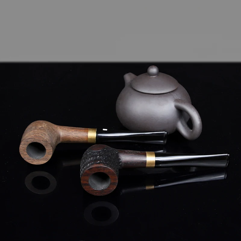 Straight Ebony Wood Smoking Pipe with 9mm Filters,Cigar Pipes,Wooden Smoke Tube,Acessories for Smoker,Boyfriend,Father Gift,Hot