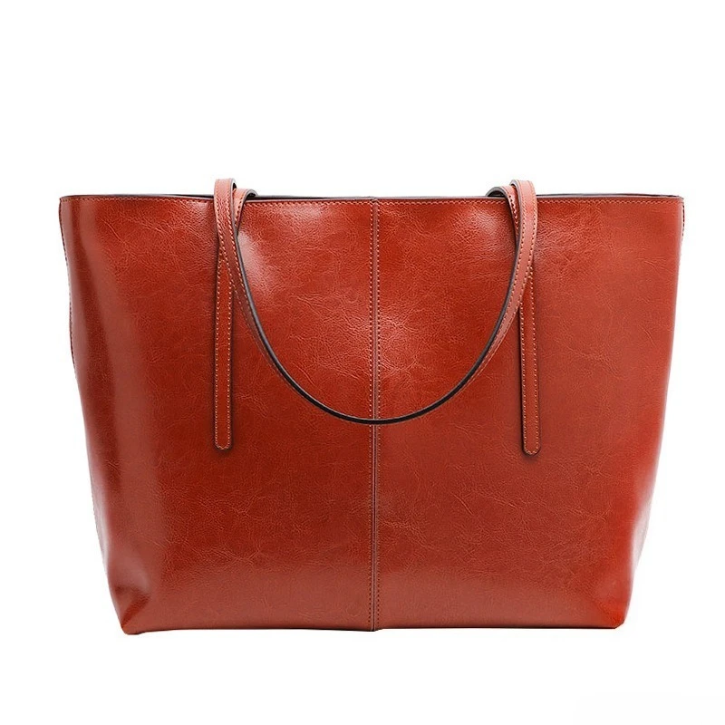 Timeless Vintage Tote Bag for Women Work Genuine Leather Everyday Large Capacity Luxury Handbag Shoulder Bag Waxed Oiled Finish