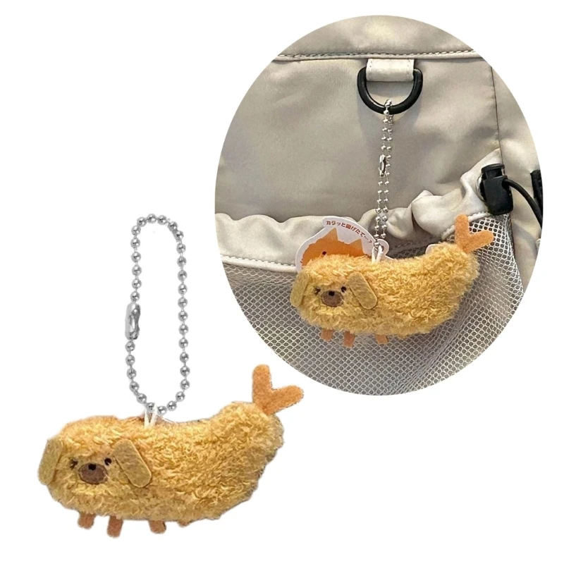 Dog Fried Shrimp Puppy Backpack Pendant Keychain Birthday Gift for Boys Girl