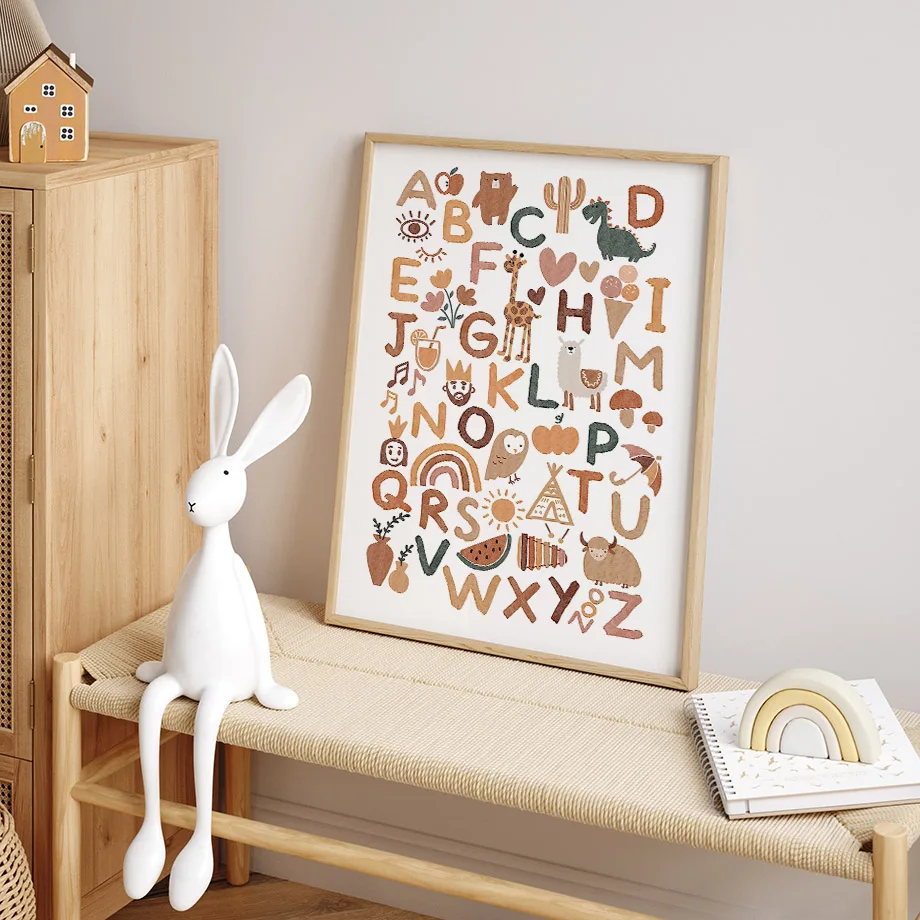 Boho Bear Rabbit Rainbow Sun Heart Nursery Wall Art Canvas Painting Nordic Posters And Prints Wall Pictures Baby Kids Room Decor