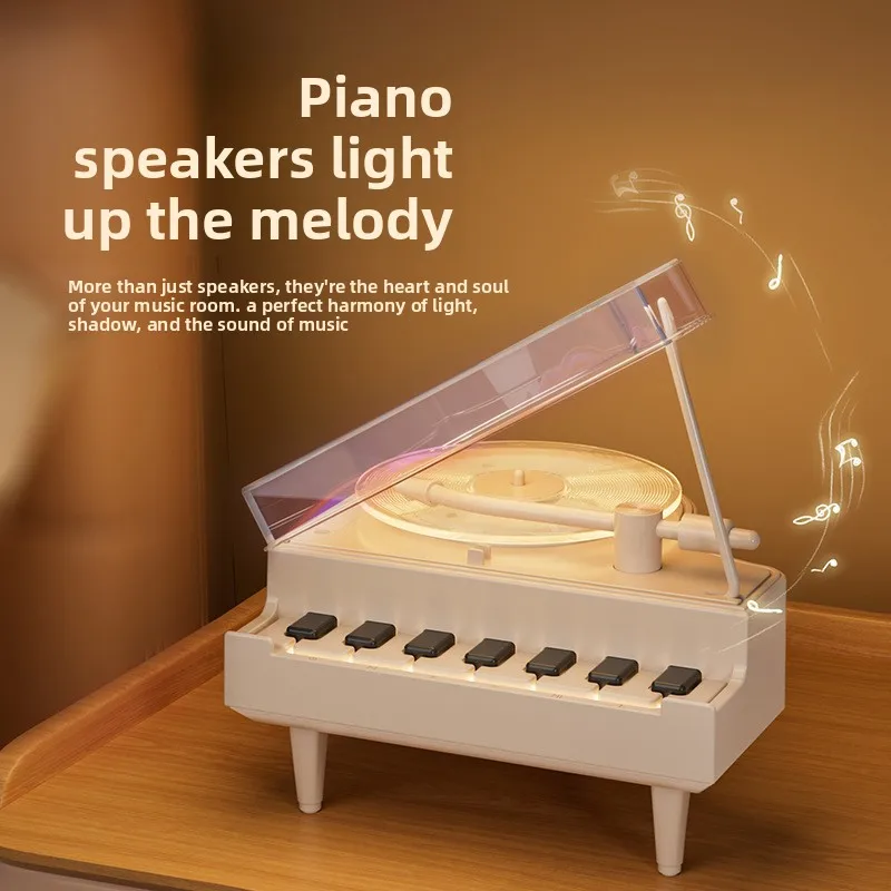 

White Grand Piano Music Box Wireless Bluetooth Speaker Music Gift Birthday Ornament Home Decoration Souvenir