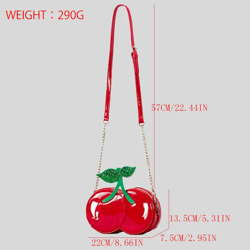 Creative Cherry Design Crossbody Bag for Women Cute Chains Shoulder Bags Funny Novelty Messenger Bag Small Female Purses 2024