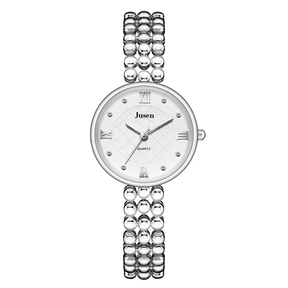 女性用ラインストーンクォーツ時計、スチールブレスレット、ラグジュアリー