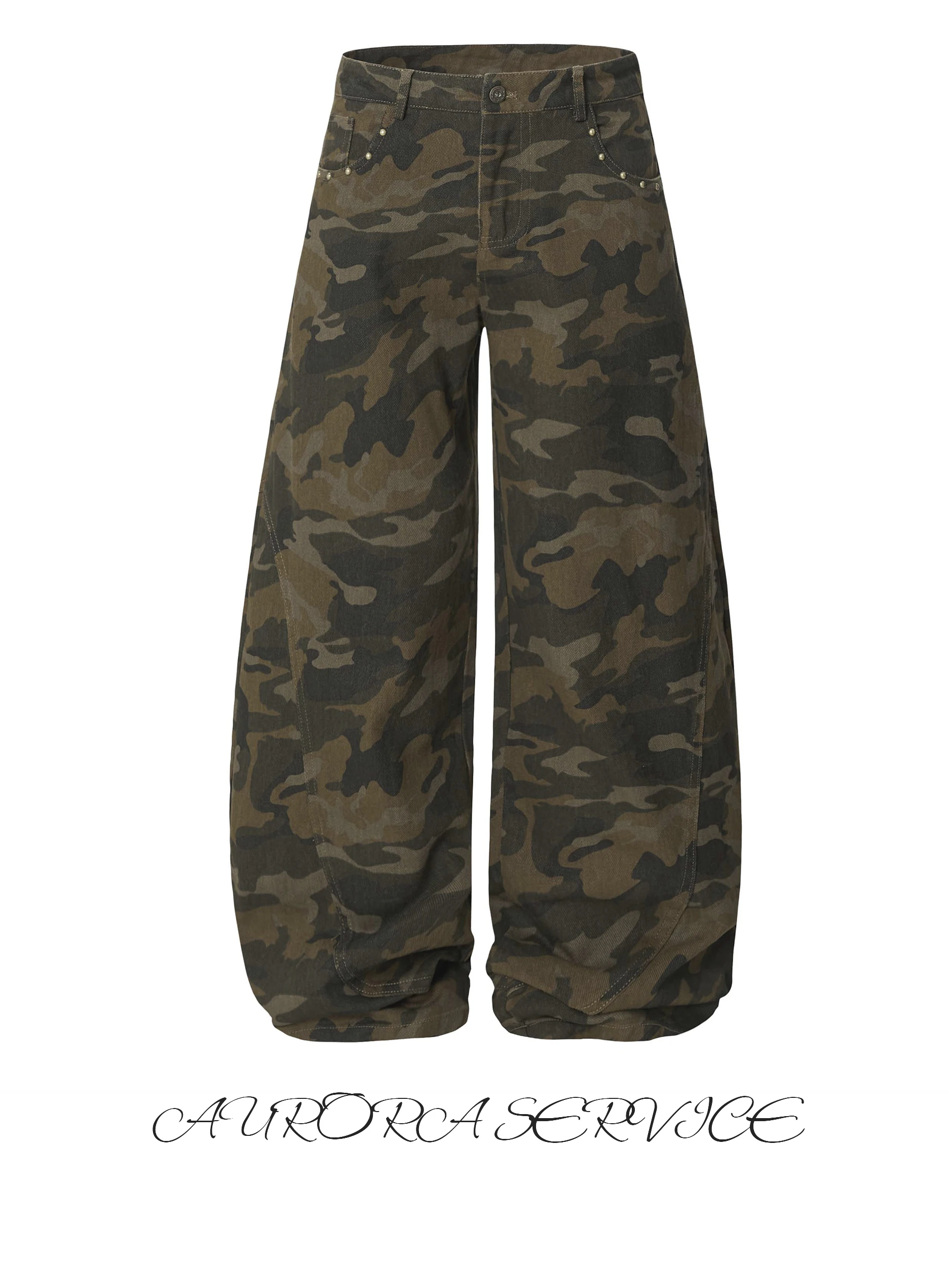 

Винтажные камуфляжные брюки Aurora Service American Sle, повседневные широкие длинные джинсы для молодежи, осенние брюки для отдыха