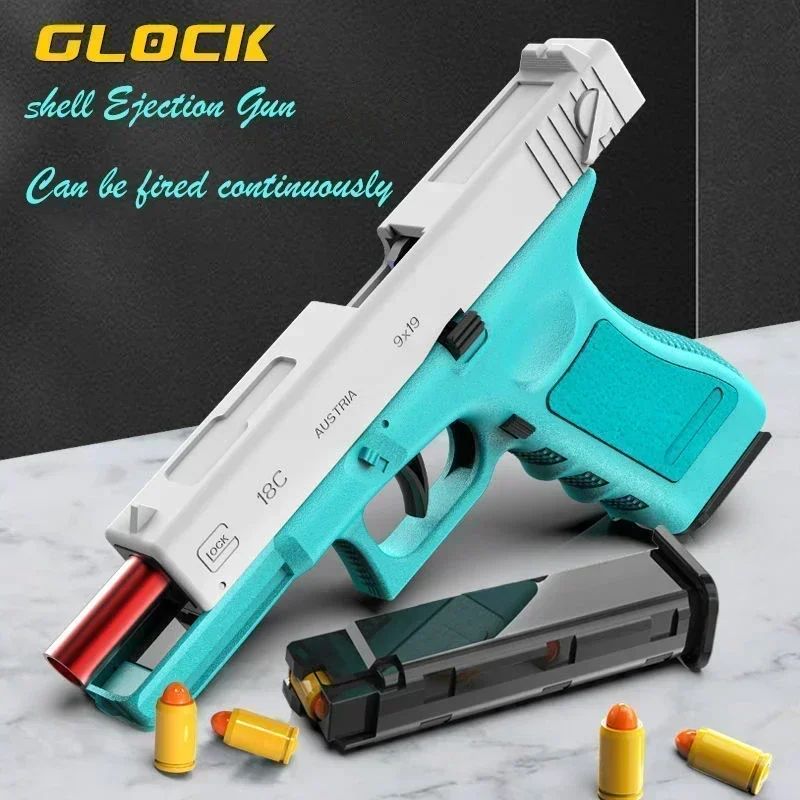 G18 Shell Throwing Glock Automatic Burst Toy Gun Can Launch Soft Bullet Alloy Outdoor Toy Shooting Weapon CS Boy Toy