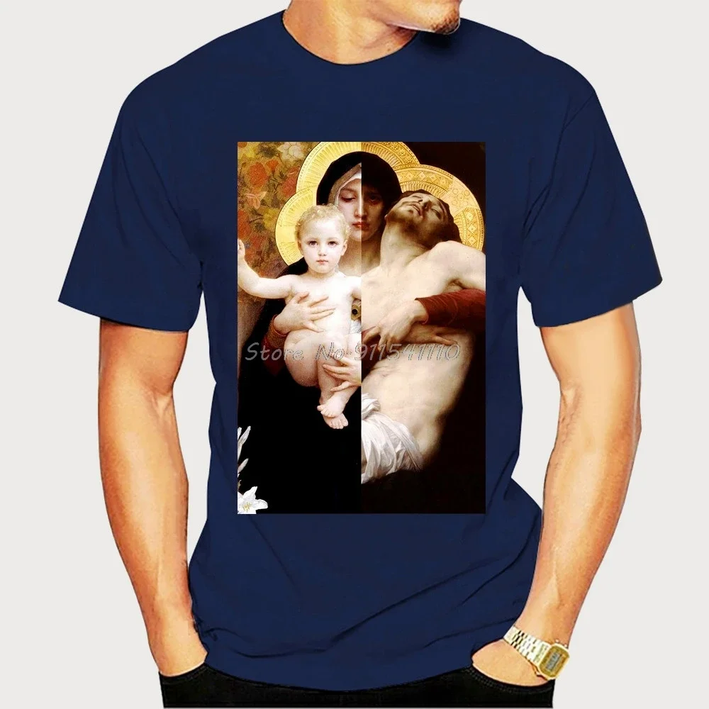 Madonna Embrace Jesus Tshirts Funny Virgin Mary Mens Hip Hop Casual Cotton Short Sleeve T-Shirt Male Streetwear Tees