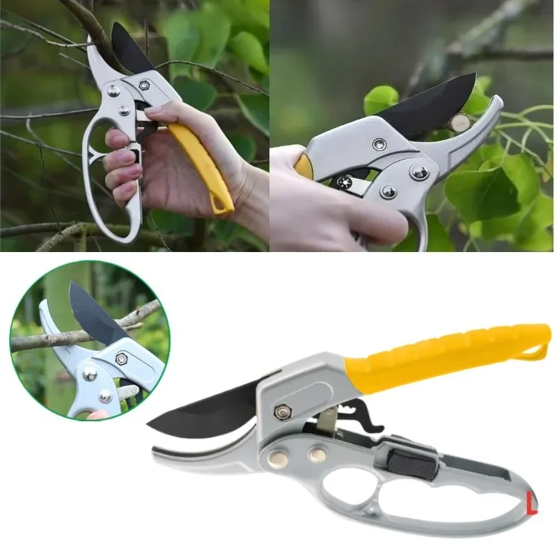 

8-дюймовые секаторы с храповым механизмом, инструменты для обрезки 3X, эффективность труда, экономия рук при артрите, легкая способность резания, сверхмощный сад