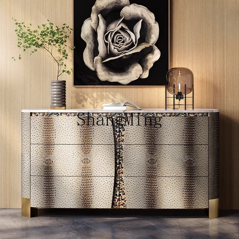 

CL light luxury dining side premium villa bedroom marble TV bedside storage cabinet