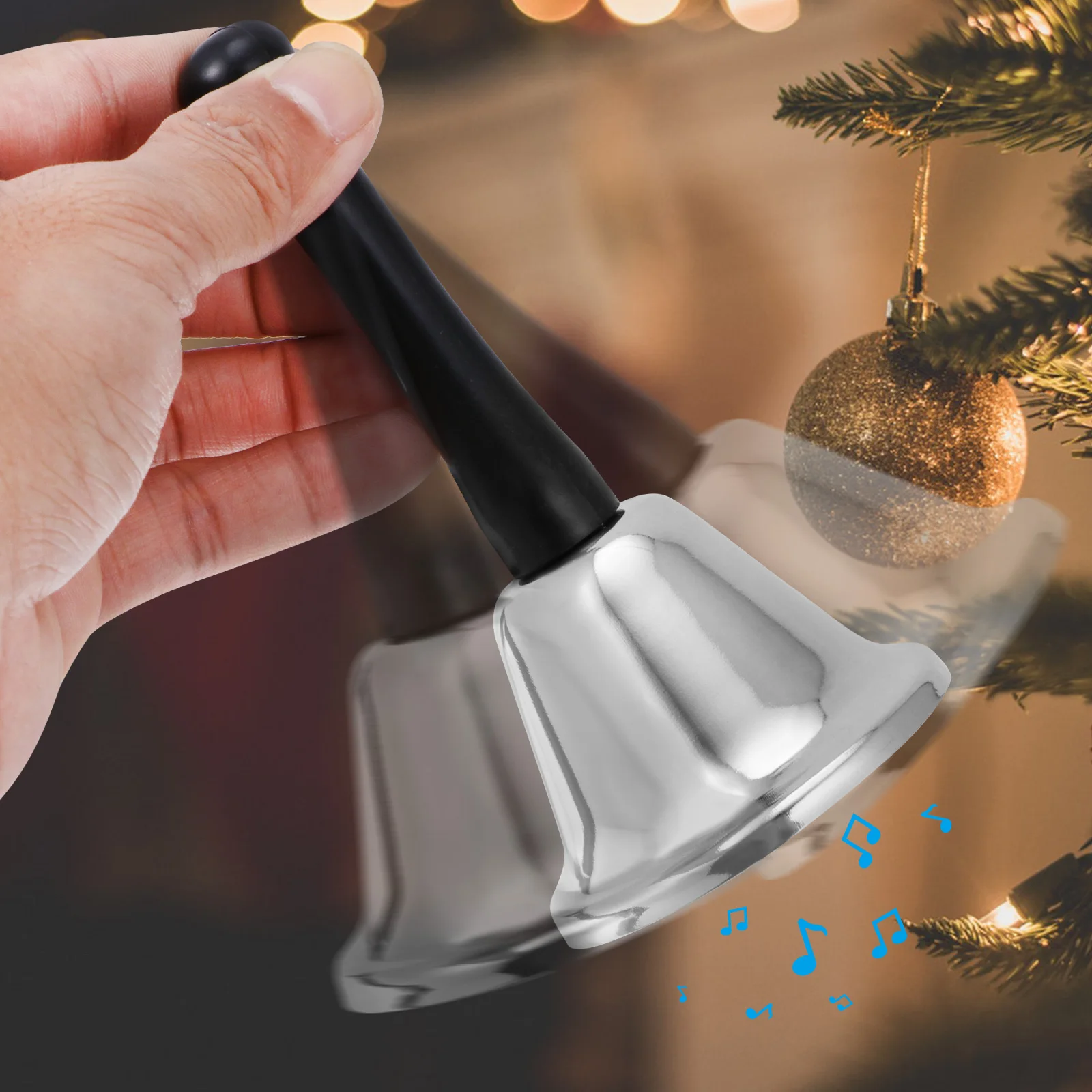 

2 Pcs Hand Bell Metal Christmas Decorations Long Handle Smooth Surface Great for Party DIY Ornaments Santa Claus