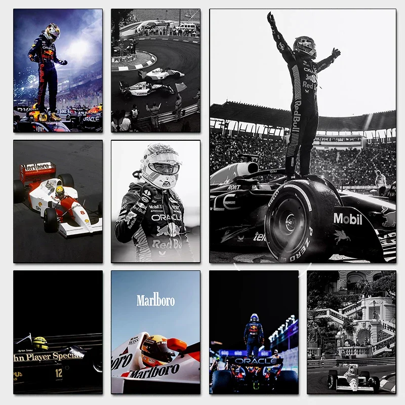 Affiches de voiture Vintage Cool F1 Monaco, Max Verstappen, voitures de sport de course, imprimés, peinture sur toile, images murales, décor de salle de maison