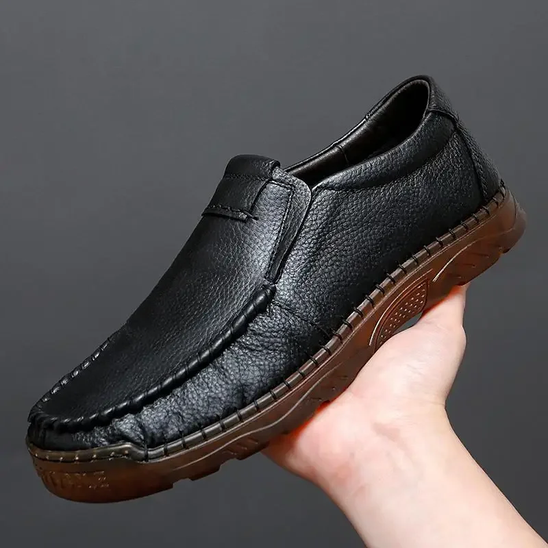 Loafers Men's Shoes 2024 Summer New Soft Bottom Moccasins Men's Genuine Leather One Foot