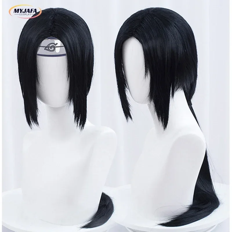 A Uchiha Itachi Cosplay Wig Itachi Uchiha Long Straight Black Heat Resistant Synthetic Hair Anime Cosplay Wigs   Headband   WigC