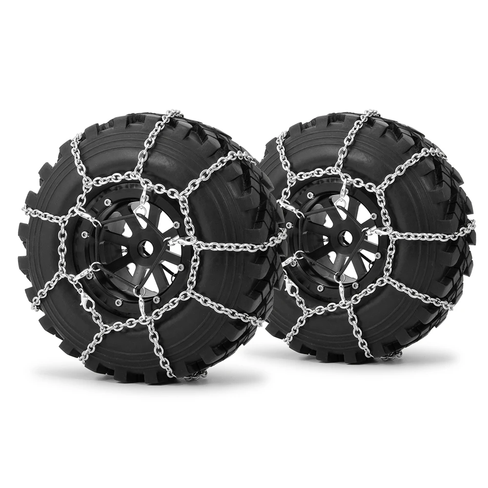 MIBIDAO 4 szt. Metalowe Łańcuchy Śniegowe na Koła Antypoślizgowe Łańcuchy Bezpieczeństwa na Śnieg do 1/10 RC Rock Crawler TRX4 TRX6 Axial SCX10 90046 D90