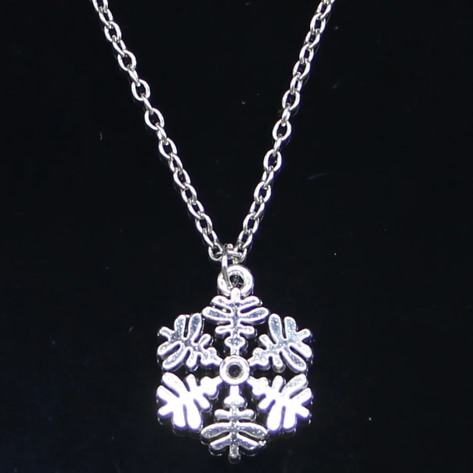 20pcs New Fashion Necklace 20x23mm snowflake snow Pendants Short Long Women Men Colar Gift Jewelry Choker