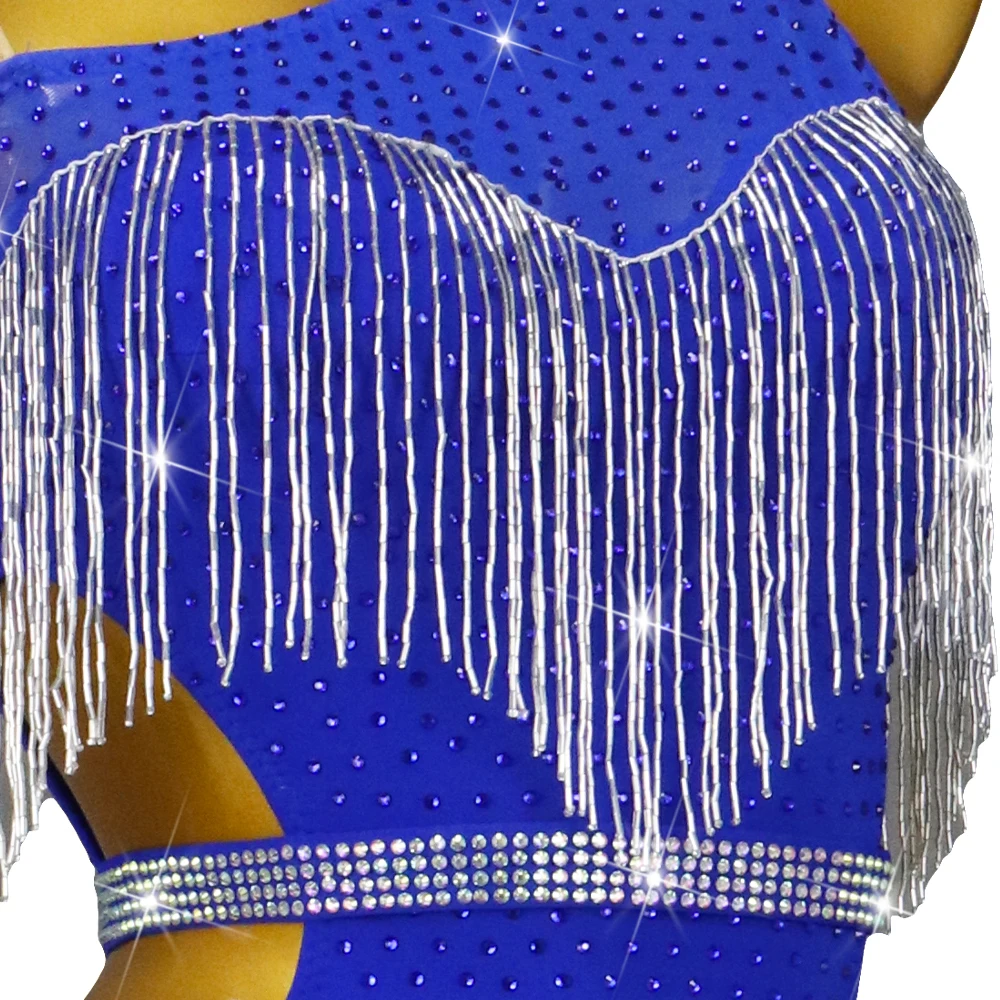 Blue Latin Dance Dress Women Practice Clothing Dancewear Sexy Skirt Ball Competition Suit Elegant Party Costume Sports Line Wear - Image 6