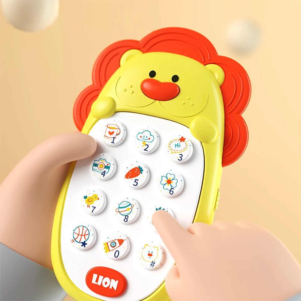 Children's Lion Toys Mobile Phones Baby Chewable Puzzle Multifunctional Music Phone Boys and Girls Without Battery