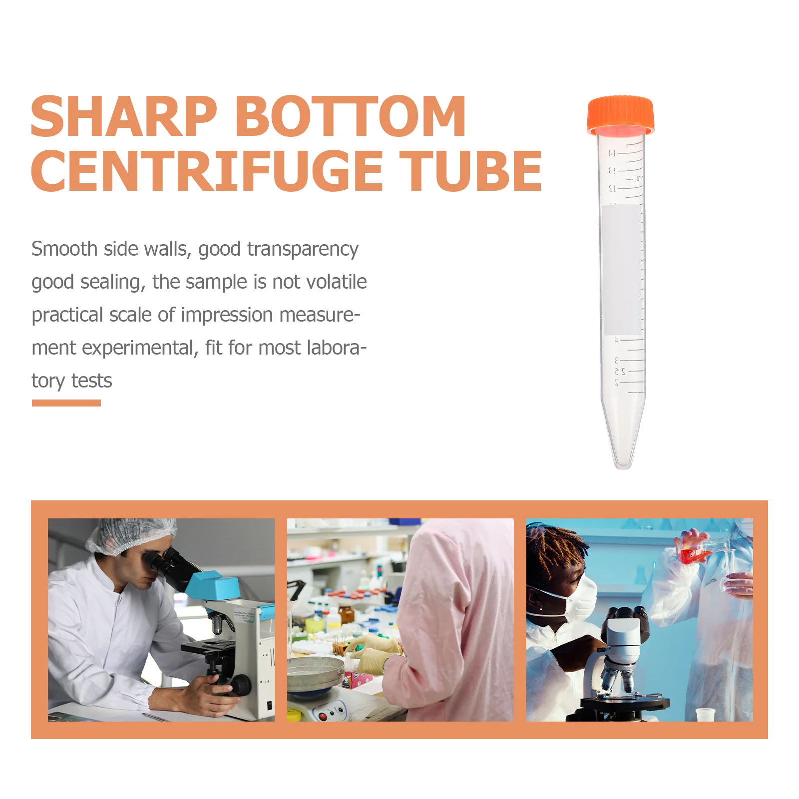 Tubos de centrífuga de 15ml, 25 peças, tubos de ensaio de pé com tampas de parafuso para laboratório, tubo de ensaio de centrífuga para laboratório