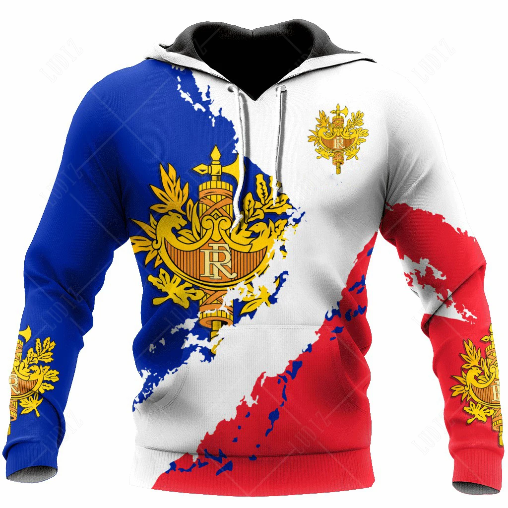 New France Hoodies Men's Hoodie 3D Print France Flag Tops Autumn Long Sleeve Streetwear Designer Hooded Hoodie For Men Clothing