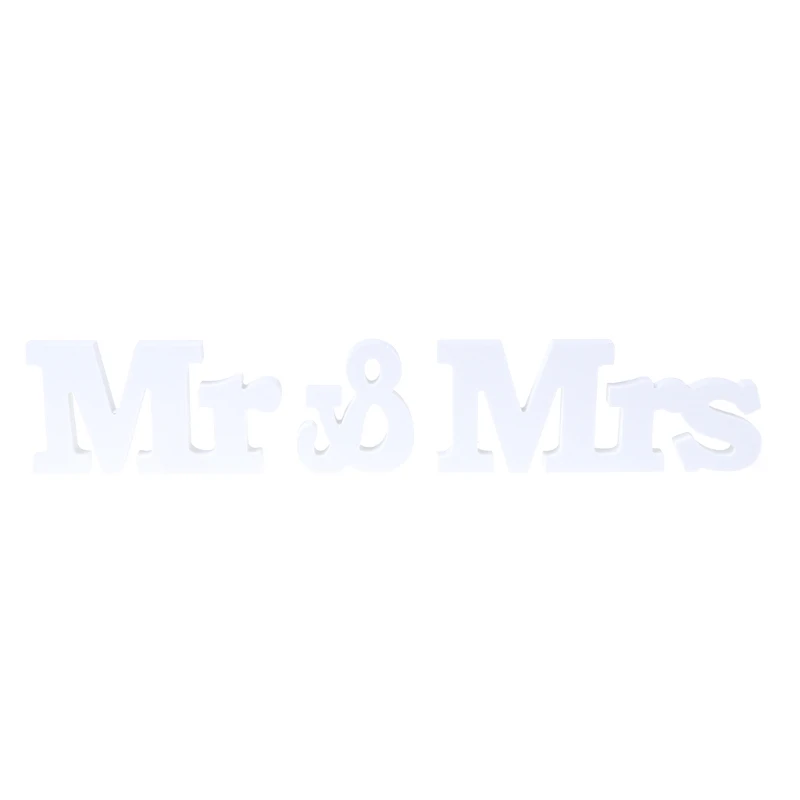 Mr & Mrs Wooden Letters Sign White Table Party Anniversary Decor