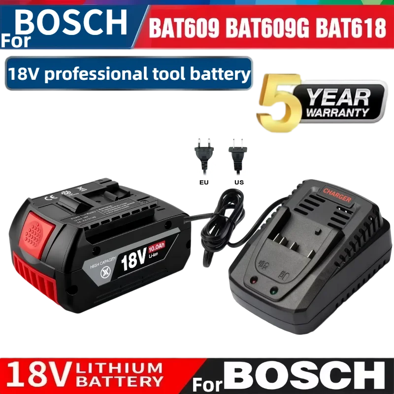 

For⚠Bosch professional 18V 10.0AH Li-ion battery BAT610G+AL1820CVreplacement with LEDfor Bosch quick charger 14.4V-18V 18650