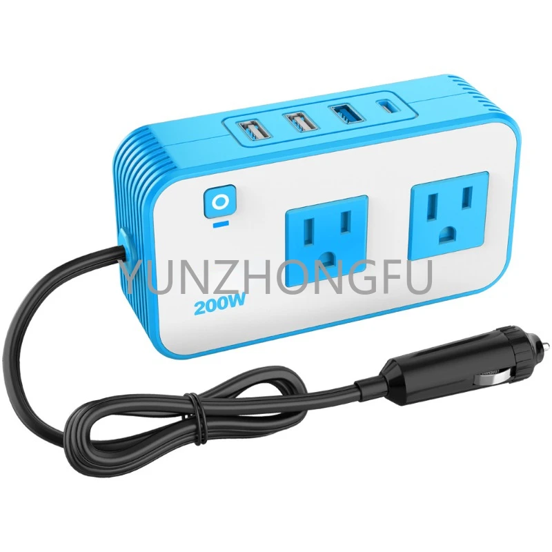 

200w vehicle-mounted inverter plug-in inverter with multi-port PD DC socket inverter automobile power converter