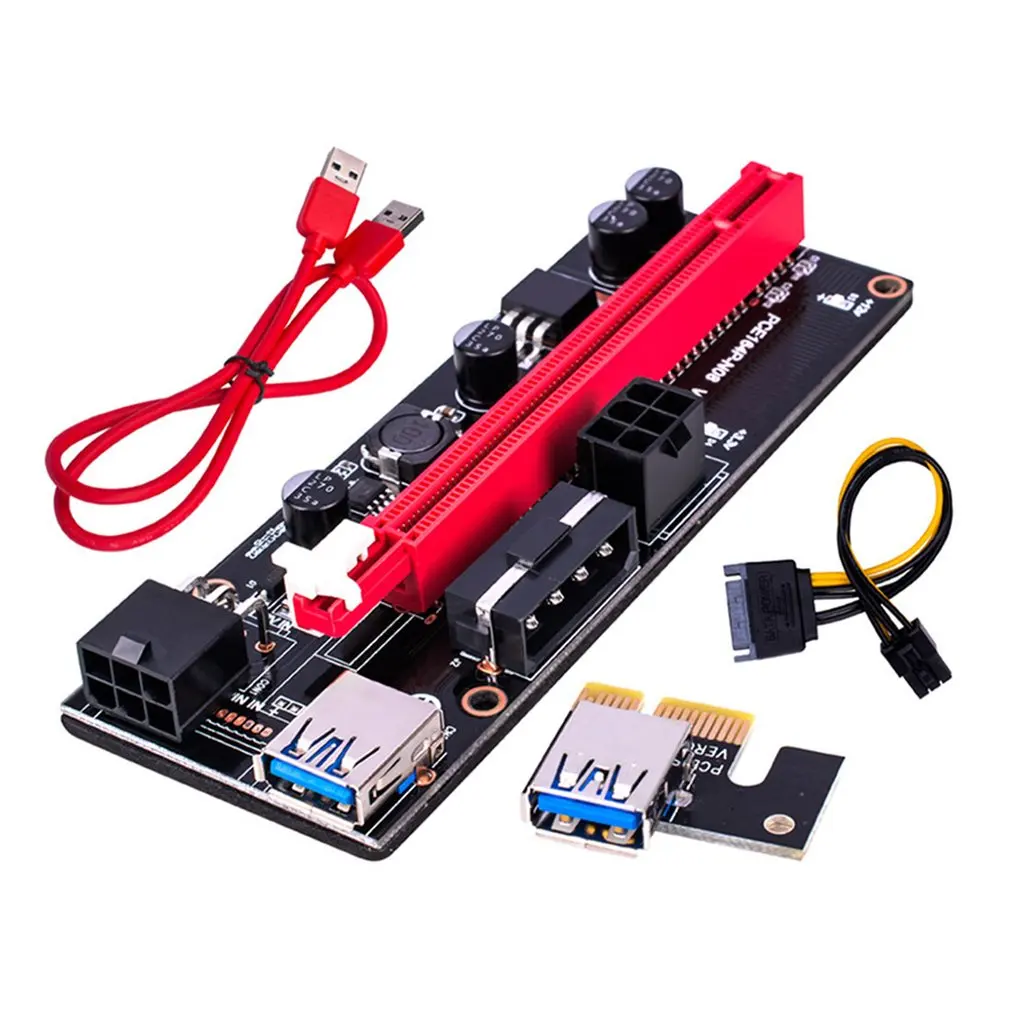 Usb 3.0 PCIE Extension Cable Riser Ver 009S Express 16X Extender Riser Adapter Card 6 Pin Power Cable