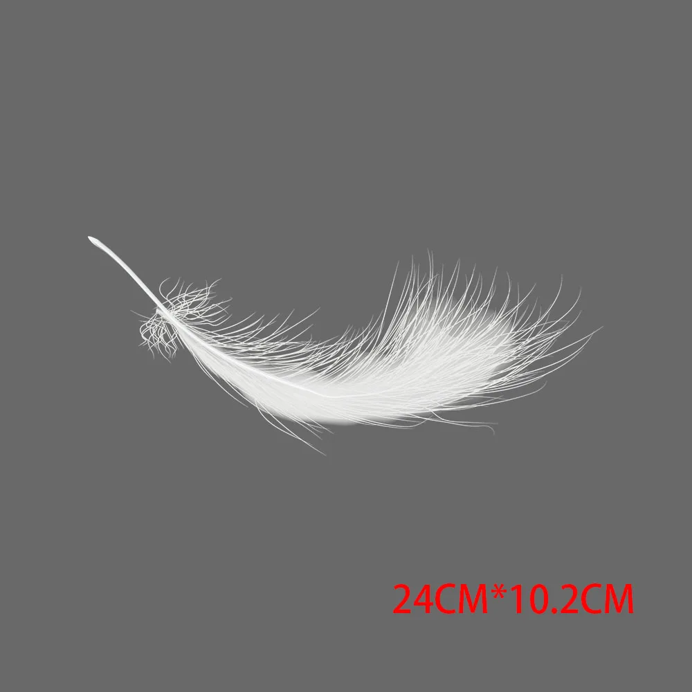 White Beautiful Transparent Light Feathers Falling Heat Transfer Fashion Appliques for Clothing Thermo Parches Iron on Patch