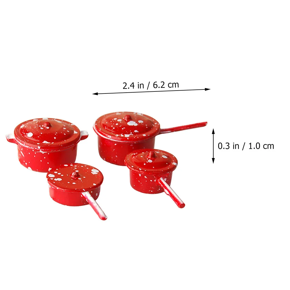 House Enamel Pan Decor Decorative Simulation Pans Playing Miniature Pots Kitchen Cookers Flowerpot Metal Joyful Child Toys