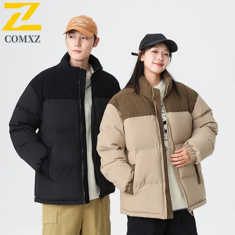 

COMXZ Men Travel Filled Jacket Premium Korean Style Lightweight Filled Coat Classic Stand Collar Cold Resistant Winter Coats