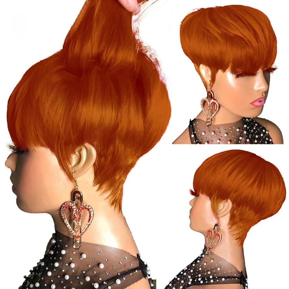 

Короткий парик из натуральных волос с стрижкой пикси 99J, короткие парики с челкой, парики из натуральных волос, парики с стрижкой пикси для женщин