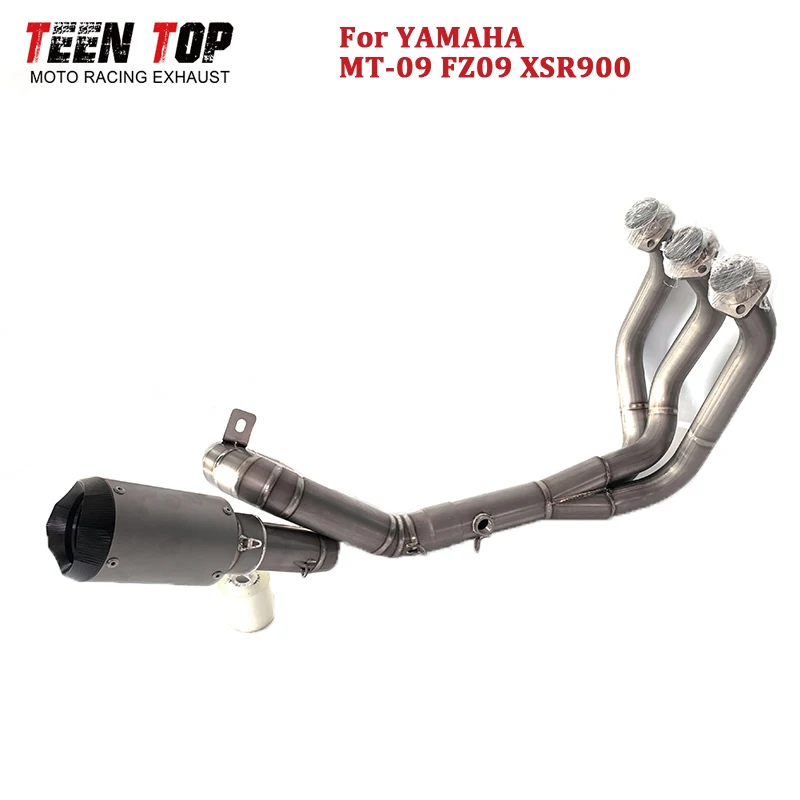 

For Yamaha MT09 FZ09 XSR900 Full Exhaust System Titanium Front Pipe 180mm Exhaust Muffler 304SUS Racing Elbow 51mm Escape Moto