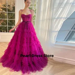 Layered Woman Party Dress Es Gauze Women Evening Dress Luxury 2024 Dubai Spaghetti Straps Purple Red Dresses for Special Events