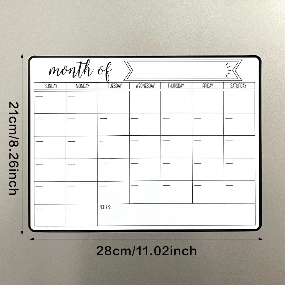 Kalender Papan Tulis Magnetik Portabel, Mudah Dibersihkan, Perencana Bulanan, Dapat Digunakan Kembali, untuk Penggunaan di Dapur