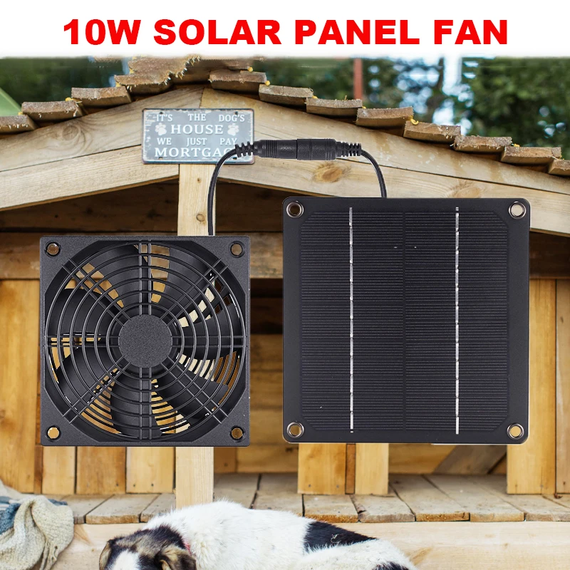 10 W 12 V Solar-Abluftventilator, Luftabsauger, 15,2 cm, Mini-Ventilator, Solarpanel-betriebener Ventilator für Hunde, Hühnerstall, Gewächshaus, Solarventilator