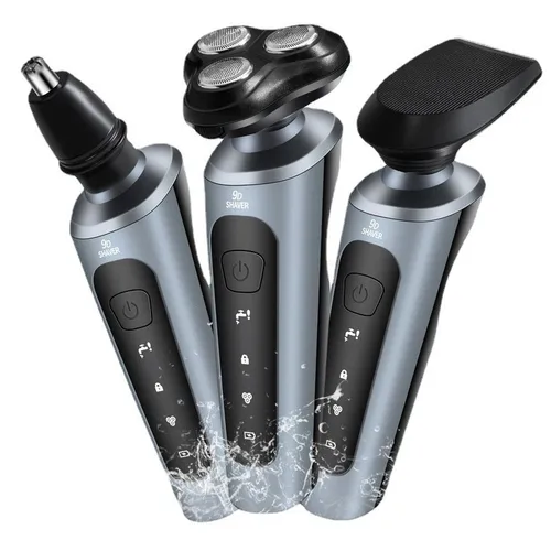 Imagen 2 del producto Nuevo Afeitadora eléctrica 9D para hombre, Afeitadora facial con USB, cuchillo para lavar todo el cuerpo, Afeitadora recargable