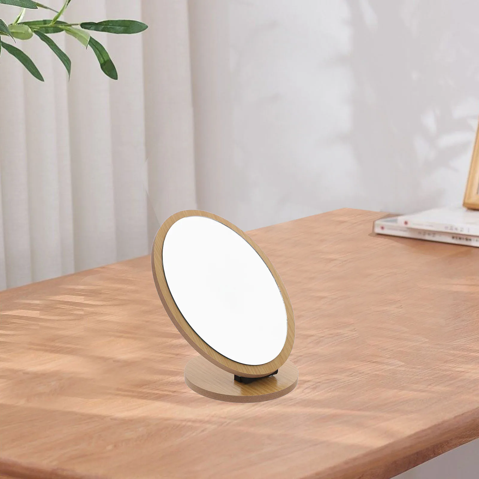 

1Pcs Foldable Desktop Makeup Mirror Cartoon Mirror Beige Stylish Design for Bedroom Bathroom Home Use
