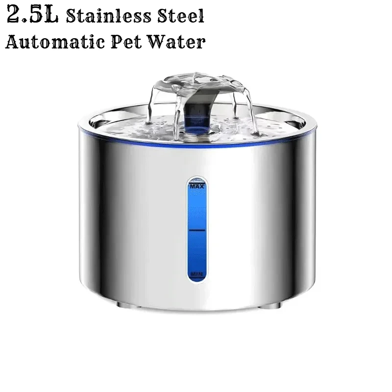 

Автоматическая поилка для кошек и собак из нержавеющей стали объемом 2,5 л с LED-подсветкой и нескользящим ковриком