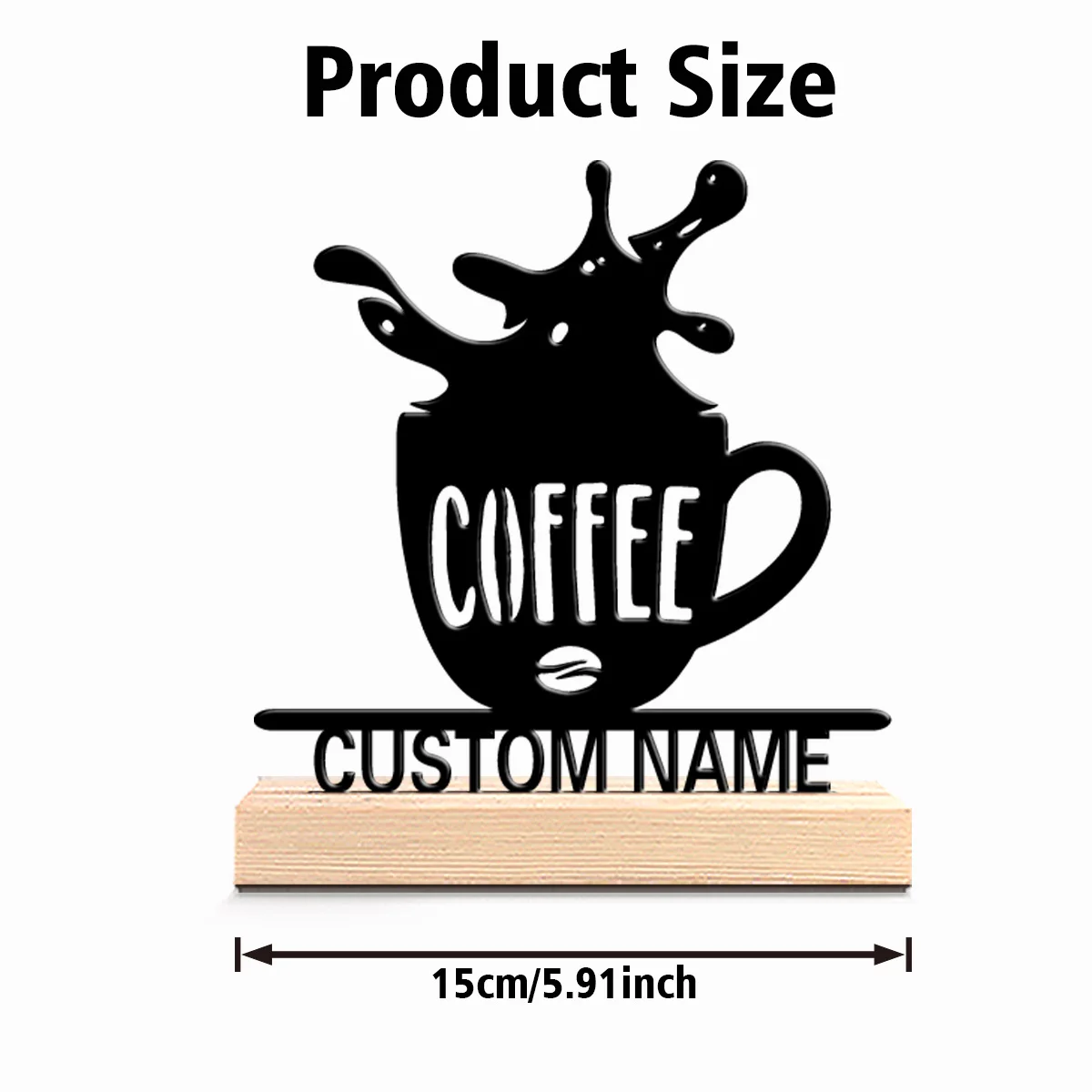 1pc Fun Personalized Custom coffee cup Metal Statues Wooden Accent Wall Decor for Living Room Bohemian Eclectic Home Style