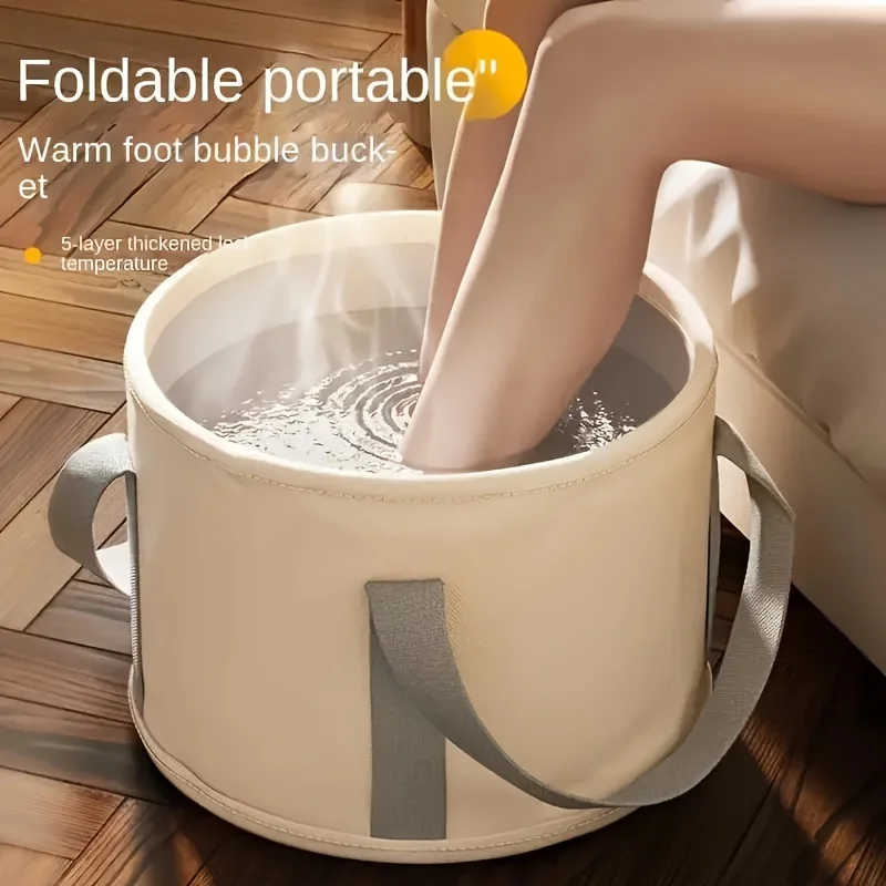 Custom.Hypoallergenic Folding Foot Soaking Bucket - Portable Insulated Foot Bath Tub with Height Over Calf, Deep Soaking Bag