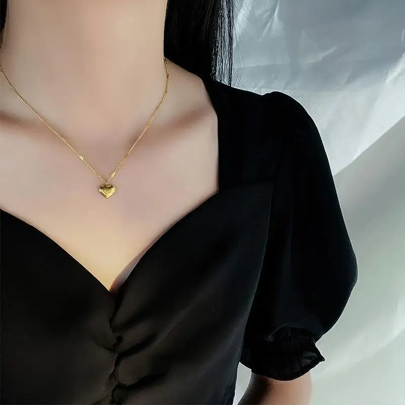 Hot Selling Accessories Fashionable Hip Hop Long Sweater Chain Necklace Women s Simple Double Layer Love Pendant Necklace