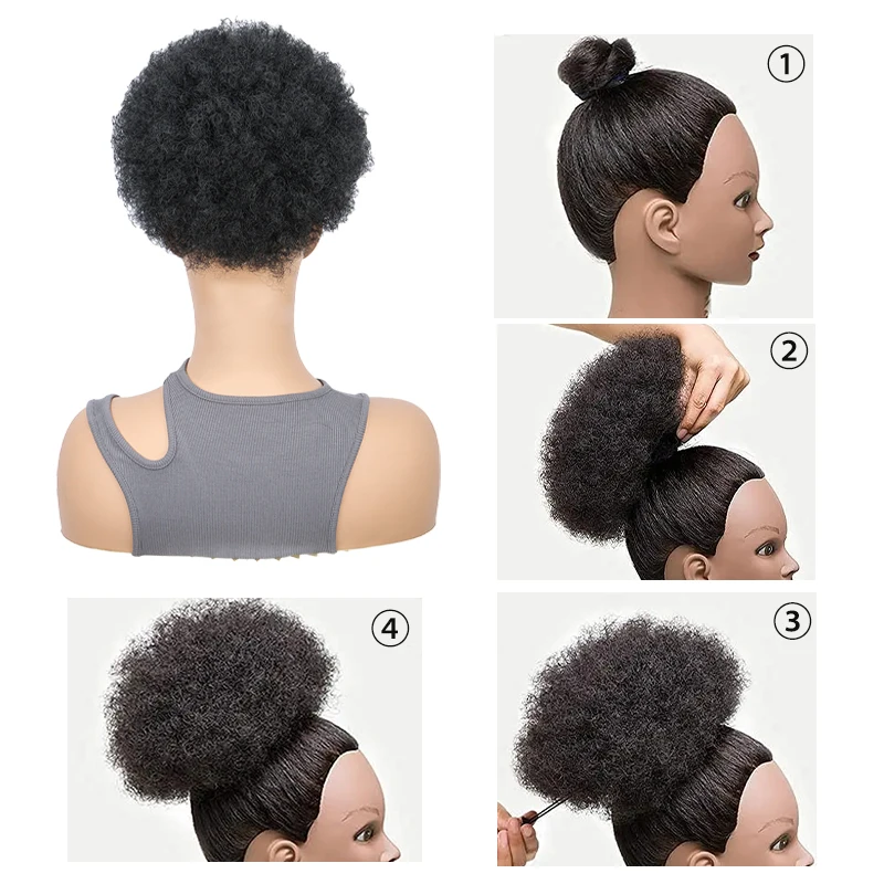 WIGSIN syntetyczny Afro Puff krótki perwersyjne kręcone włosy kok sznurkiem Wrap klip w kucyk Updo doczepiane włosy treska dla kobiet