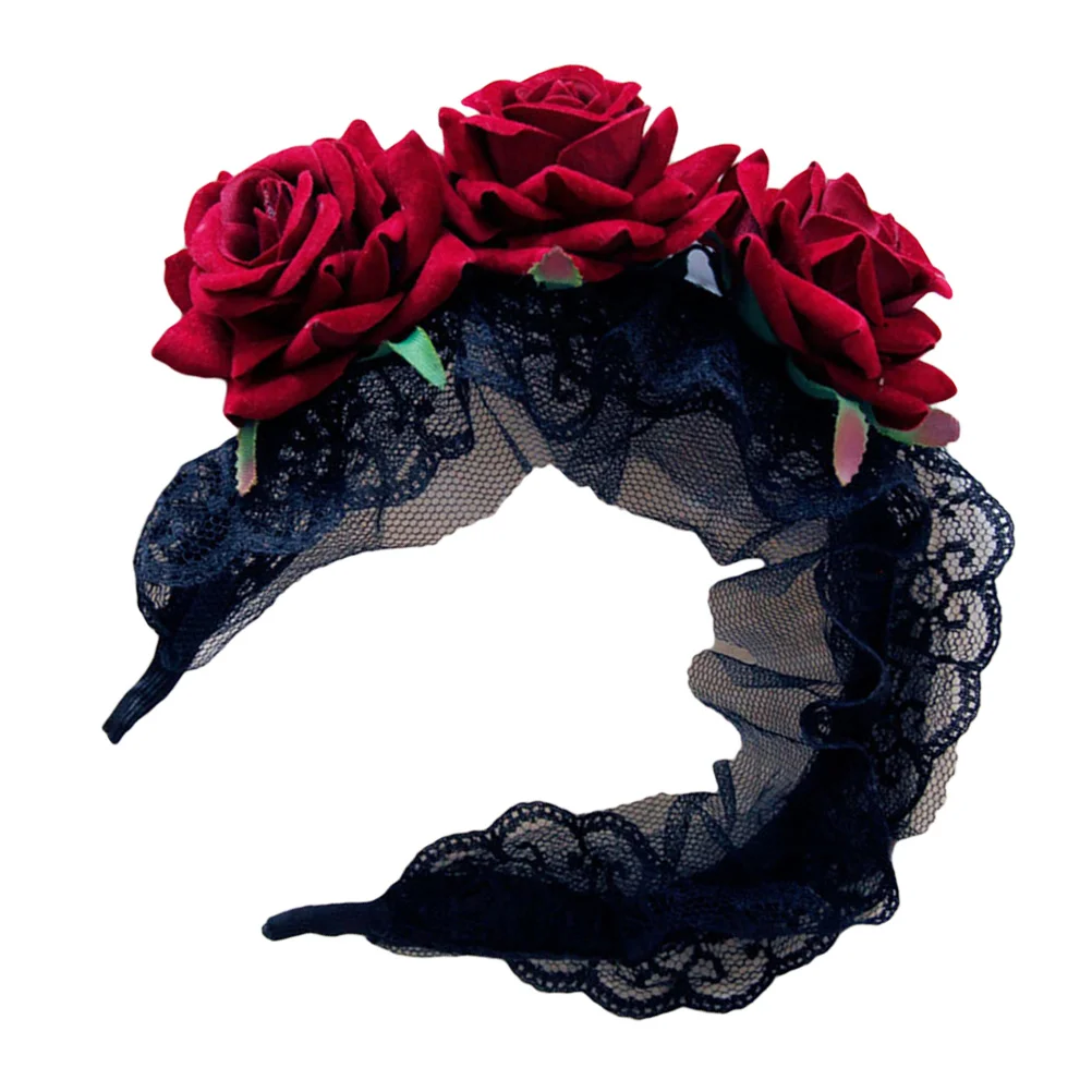 

1PC Rose Lint Hair Headband Wide Lace Hair Band Head Accessory for Lady Girls hair hoop rose hair band