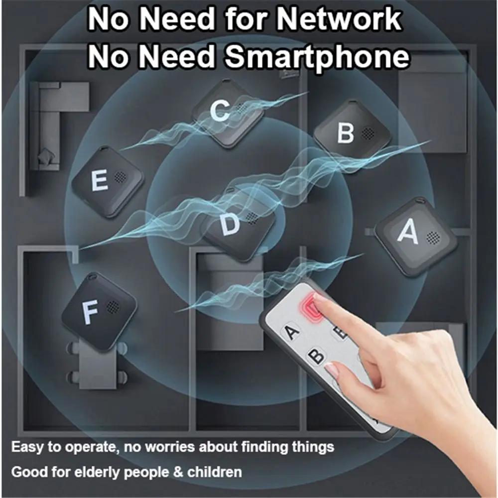 

1RF Transmitter Wireless Key Finder 6 Receiver Remote Control RF Key Locator Find My Locator Key Wallet Pet Luggage Unisex