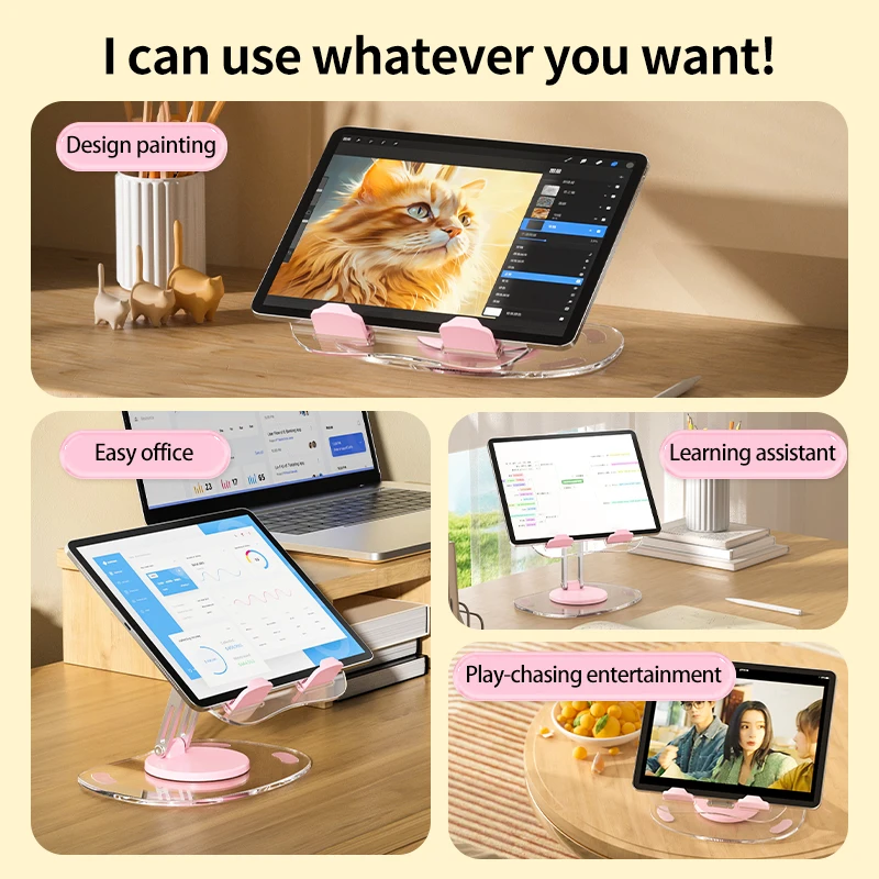 Tablet Stand Holder for Desk 360 Rotatable Folding Acrylic Tablet Holder for Xiaomi Lenovo 13Inch Monitor for Ipad Stand Bracket