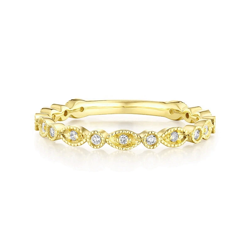 Helon runde si/h 0,1 ct echte natürliche Diamant solide 14 Karat 10 Karat Gelbgold Ring für Frauen Jubiläum Art Deco antiken Schmuck