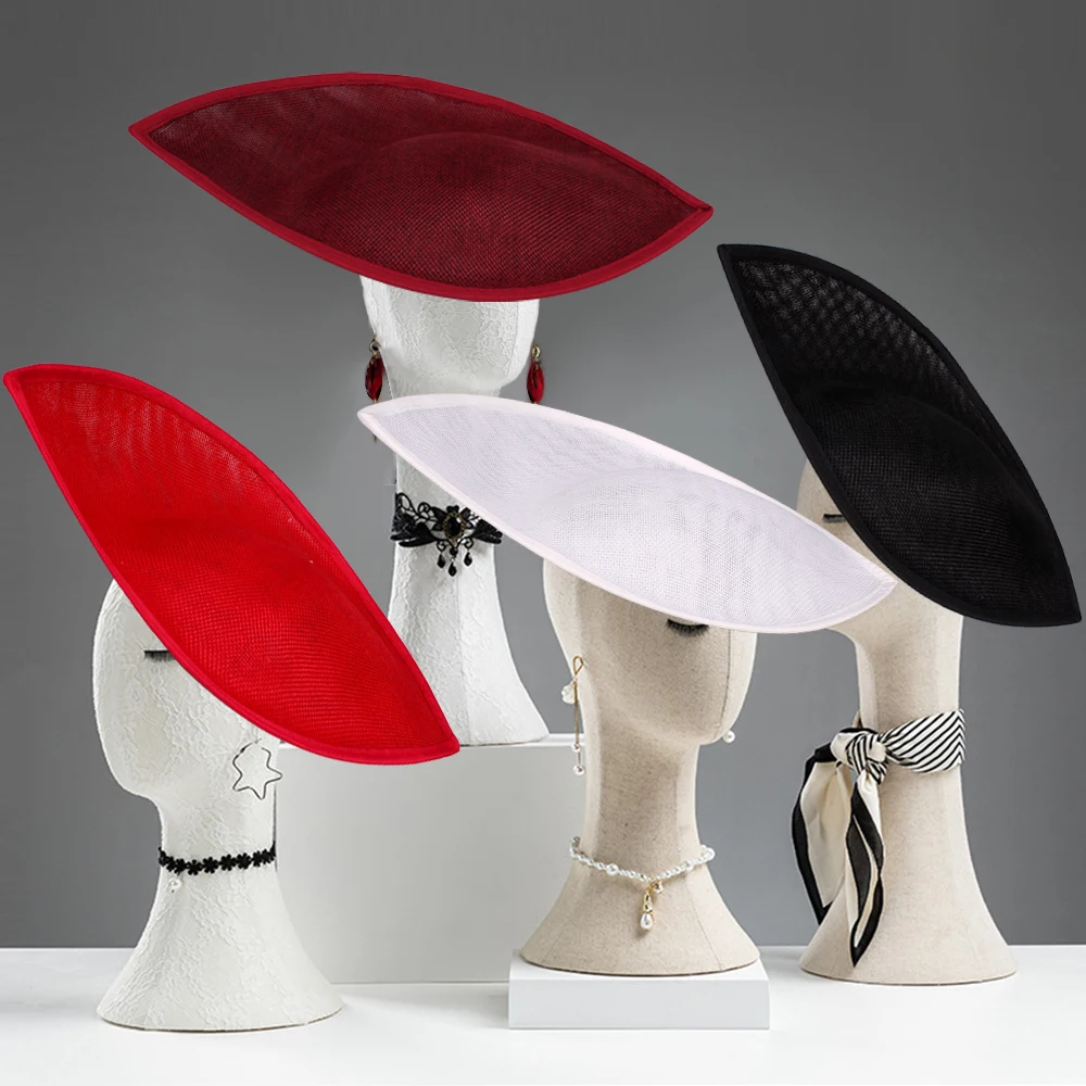 

2025 New 32*21CM Top Hat Women Party Deby Cocktail Ladies Chapeau Cap Bride Wedding Base Fascinators DIY Hair Accessories
