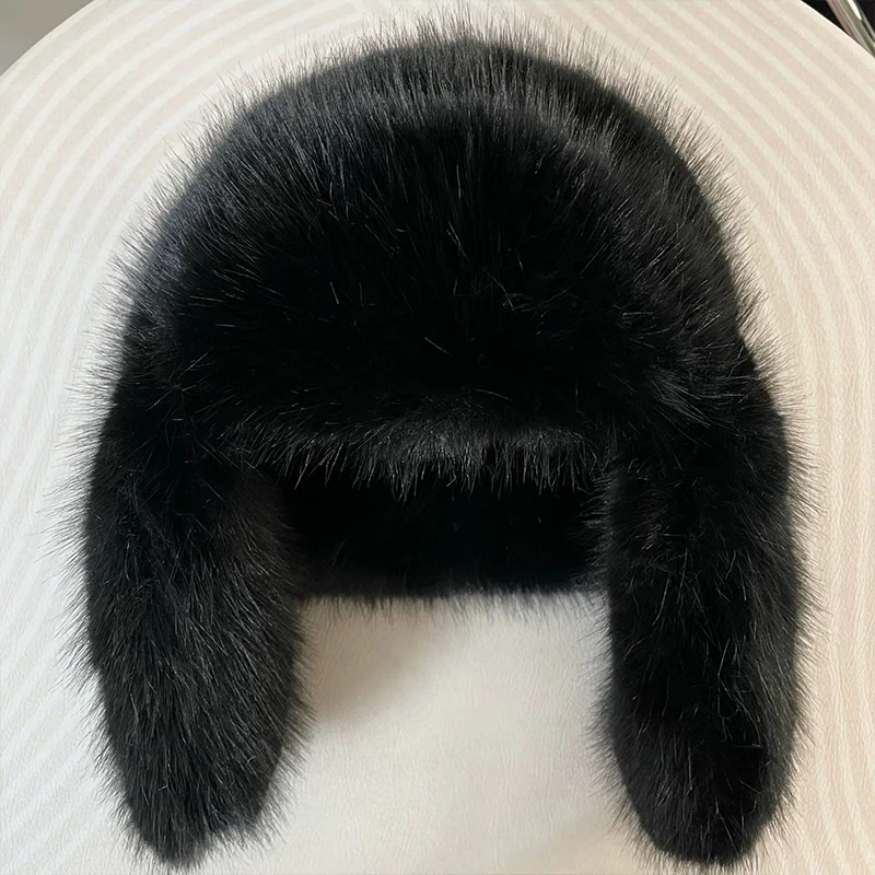 Plush Imitation Mink Hat Women Winter Funny Warm Thickened Bomber Hats Fur Hat Cap Ear Protection Women\'S Ski Cap Chrismas Gift